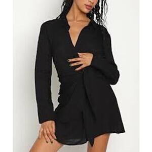l*space Black Long-Sleeve Midi Dress